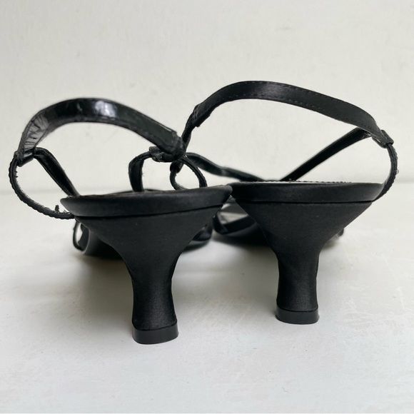 Vintage 90s Y2K strappy rhinestone satin slingback kitten heels 8 - Picture 6 of 11